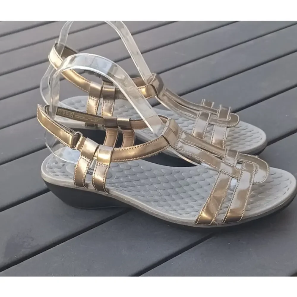 Clarks Collection Sonar Aster Pewter Comfort Sandals Wide 8.5W